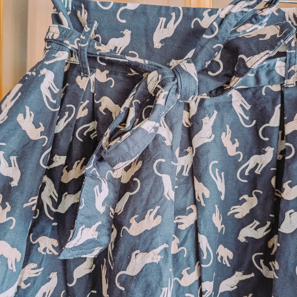 Ann Taylor Navy Animal Print A-Line Skirt